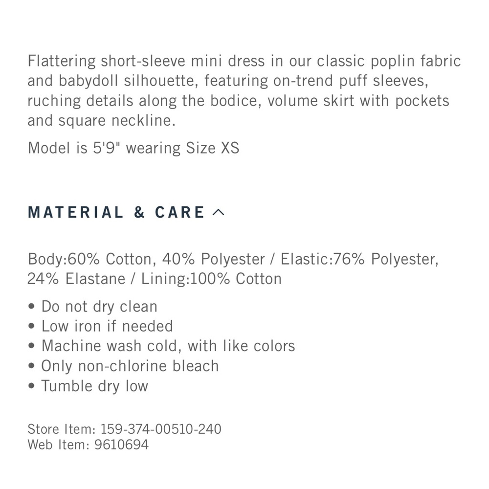 Abercrombie & Fitch Emerson Poplin Puss Sleeve Mini - Picture 6 of 6
